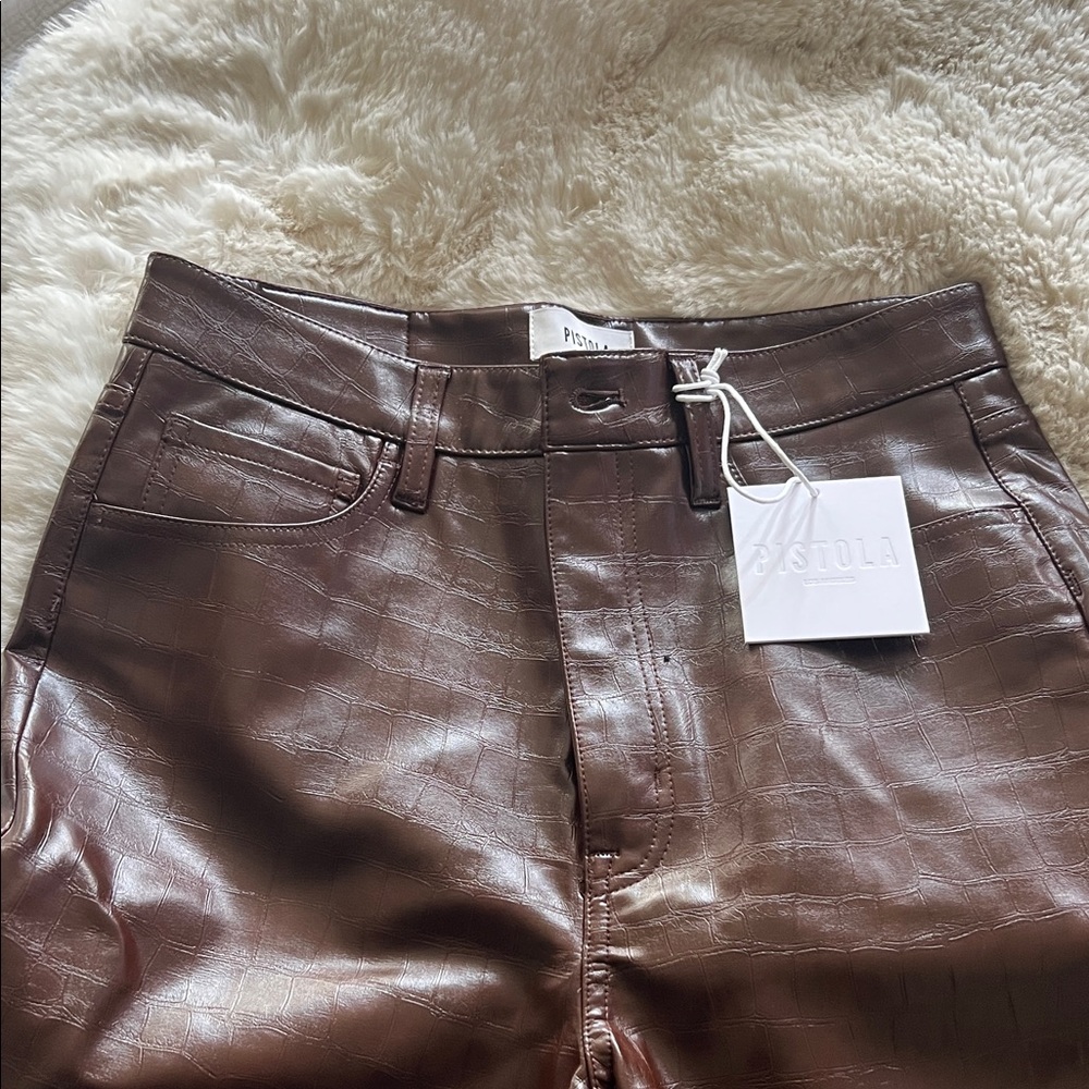 Pistola Chocolate Faux Leather Pants